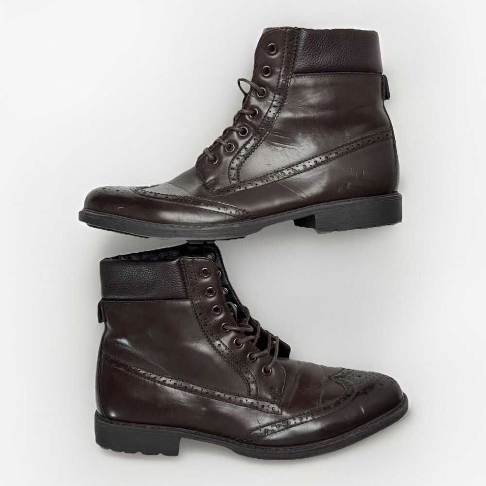 Size 9 - ASOS Men’s Brown Leather Brogue Wingtip Boots